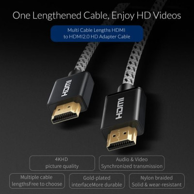 Cáp HDMI ORICO HD501-30-BK - chuẩn 2.0 4K/60Hz (dây dù) 3 mét - Hàng Chính Hãng