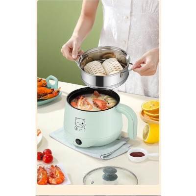Nồi Điện Đa Năng Chống Dính Mini Tặng Kèm Lồng Hấp Nấu Mỳ, Lẩu, Cơm DM111 Phù Hợp Cho 1-2 Người - Dung Tích 1.8L