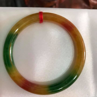 VÒNG CẨM THẠCH 3 MÀU VÀNG XANH ĐỎ ĐẬM Size 50MM x Dầy 7,2mm NỮ 45KG-54KG