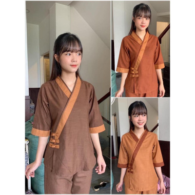 ĐỒ LAM ĐI CHÙA 3 NÚT Vải Tơ Cao Cấp