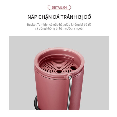 Bình giữ nhiệt Lock&Lock Bucket Tumbler Nắp bật không ống hút - Màu xanh navy LHC4269NVY 540ml - Hàng chính hãng thép không gỉ quai xách tiện lợi - JoyMall