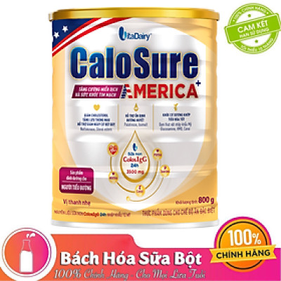 Sữa bột CaloSure America+ lon 800g - Tăng cường miễn dịch và sức khoẻ tim mạch, Bữa ăn bổ sung hợp lý cho người bệnh tiểu đường