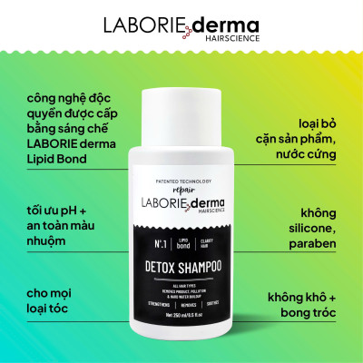 Dầu gội thải độc, loại bỏ tích tụ hoá chất LABORIE derma Detox Shampoo 250ml