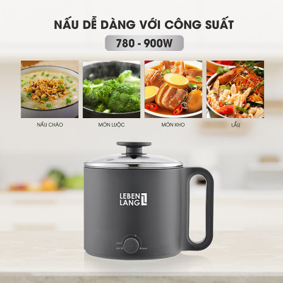 Nồi lẩu điện mini đa năng Lê Bên Làng LBEC0808S dung tích 1500ml - Hàng chính hãng