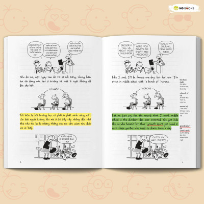 Combo 10 tập Nhật Ký Chú Bé Nhút Nhát - Diary Of A Wimpy Kid BẢN SONG NGỮ kèm audio