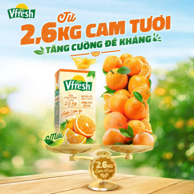 Combo VFRESH Nước cam ép 100% 1 Lít -Vinamilk