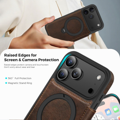 Bao da dạng ví 17 pro max có ngăn đựng thẻ nghe nhạc chống sốc tất cả trong 1 đẹp bền sang - hàng nhập