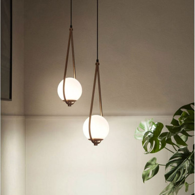 Đèn thả SAPAS chao thủy tinh địa cầu, khung mạ vàng hình giọt nước - kèm bóng LED chuyên dụng (82).