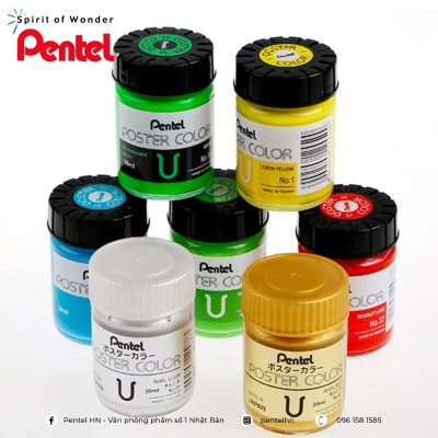 Màu bột Pentel WPU2-12 màu vẽ bền lâu phai không độc hại vẽ được trên mọi chất liệu