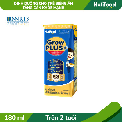 Thùng Sữa bột pha sẵn GrowPLUS+ Biếng ăn (XANH) cho trẻ tăng cân khoẻ mạnh (Trên 2 tuổi) (48 hộp x 180ml)