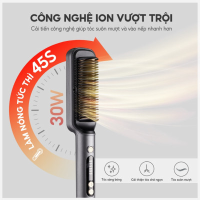 Lược điện chải tóc Lê Bên Làng LBL3055 inon âm chống xơ rối, kèm gương - Hàng chính hãng