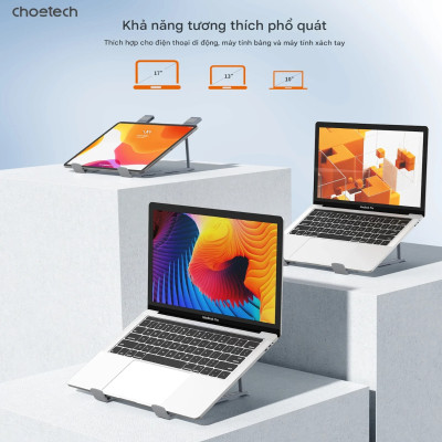 Giá đỡ laptop tản nhiệt gấp gọn Choetech H055 cho máy từ 9