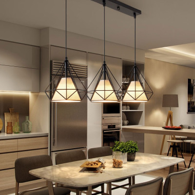 Bộ 3 đèn thả treo trần KIM CƯƠNG độc đáo - kèm bóng LED và đế ốp trần