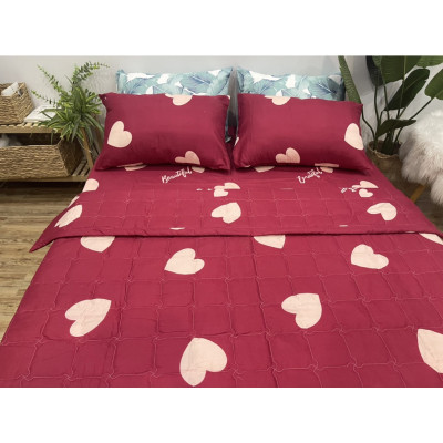 Bộ Chăn Ga Gối Trái Tim Đỏ (có đủ set chăn phao và vỏ chăn)