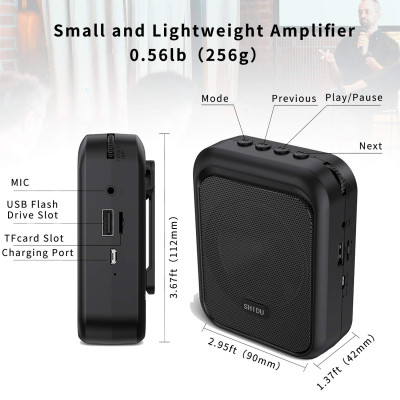 Máy Trợ Giảng Có Dây Shidu SD-M100 Cho Giáo Viên - Hàng Chính Hãng. SHIDU M100 Mini  Portable Rechargeable Bluetooth Speaker with Wired Microphone Headset 10W 1800mAh  Supports MP3 Format Audio for Teacher, Taxi Driver, Coaches, Training, Tour Guide