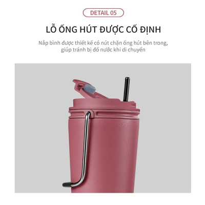 Bình giữ nhiệt Lock&Lock Bucket Tumbler Nắp bật không ống hút - Màu xanh navy LHC4269NVY 540ml - Hàng chính hãng thép không gỉ quai xách tiện lợi - JoyMall