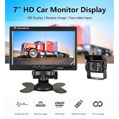 Bộ Màn Hình Camera Lùi Cho Xe Tải 24V 7.0 Inch Cáp 15M Camera 18 LED Hồng Ngoại Nhìn Trong Đêm Cho Xe Buýt Xe Tải Container Xe Công Trình
