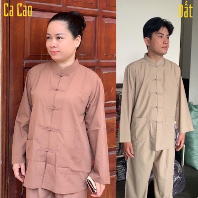 ĐỒ LAM ĐI CHÙA  Lãnh Tựu Cổ Tàu Dài Tay Không Thêu