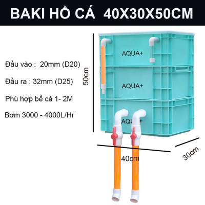 Thùng lọc baki 3 tầng cho hồ cá cảnh, KT 30x20x35cm và 40x30x50cm