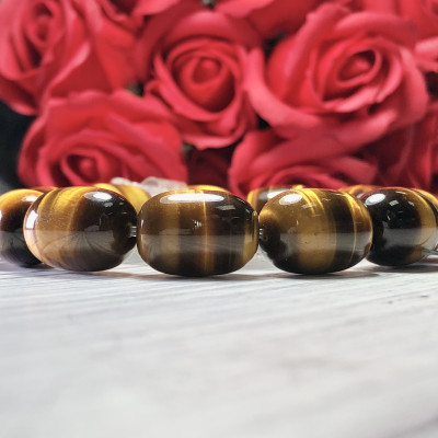 Vòng tay lu thống Thạch Anh Mắt Hổ vàng nâu chuẩn 5A cao cấp