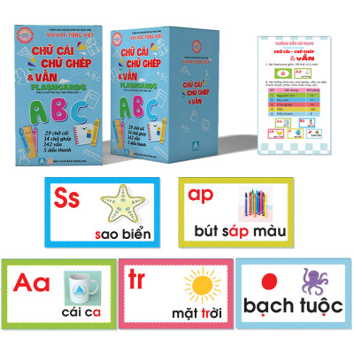 Tập Đánh Vần Tiếng Việt + Flasdcard Chữ Cái Chữ ghép Và Vần - Combo