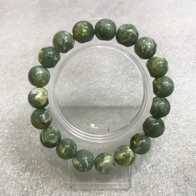 Vòng tay chuỗi hạt ngọc Việt Nam màu xanh đá cẩm thạch ngọc serpentine cho người mệnh Hỏa và mệnh Mộc