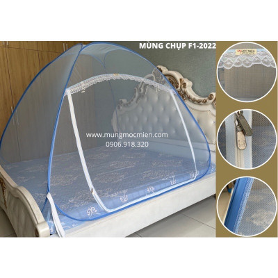 Màn chụp , Mùng chụp tự bung đỉnh chóp cao cấp Mộc Miên - Màn F1 -Kích thước 1,6mx2m ( hình thật )