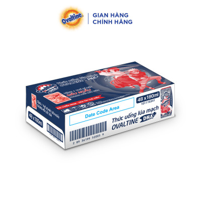 Thùng 48 hộp thức uống lúa mạch hương vị socola Ovaltine DHA+ 180ml