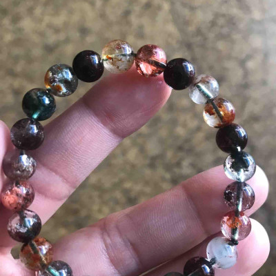 Chiếc Vòng Thạch Anh Ưu Linh 8mm Đá Thiên Nhiên Đa Sắc Màu Hợp Nữ Tất Cả Các Mệnh Hàng Loại Đẹp