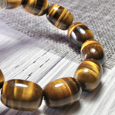 Vòng tay lu thống Thạch Anh Mắt Hổ vàng nâu chuẩn 5A cao cấp