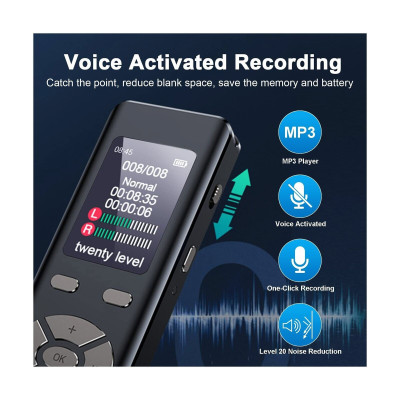 ROGTZ - Máy thu âm Kỹ thuật số V3/A903  Pin gắn trong, Thiết kế hiện đại, Chất liệu hợp kim, Chip xử lý tiên tiến, Âm thanh trong trẻo, Loại bỏ tạp âm, Dung lượng pin cao, Tính năng thông minh, Hỗ trợ thẻ nhớ, MP3, Hẹn giờ tự động, Hàng Chính Hãng