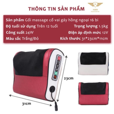 ( Loại 1) Gối massage cổ vai gáy, máy massage hồng ngoại 20 bi cao cấp hỗ trợ mát xa toàn thân