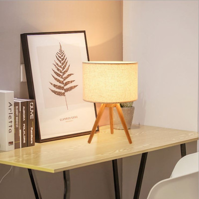 Đèn ngủ để bàn LN200 đế gỗ kèm bóng Led  3 chân  phong cách VINTAGE 