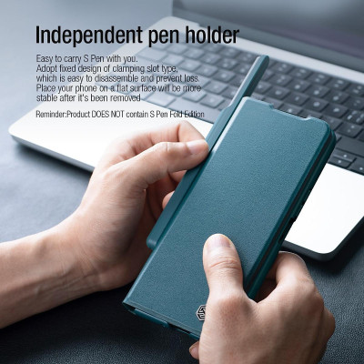 Bao da chống sốc cho Samsung Z Fold 7 / Z Fold 6 / Z Fold 5 trang bị nắp bảo vệ Camera và ngăn đựng S-Pen hiệu Nillkin Qin Pro (chất liệu da cao cấp, thiết kế thời trang cá tính) - Hàng nhập khẩu