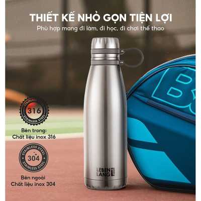 Bình giữ nhiệt Inox 316 Lê Bên Làng LBL1662 dung tích 1100ml kèm lõi lọc trà