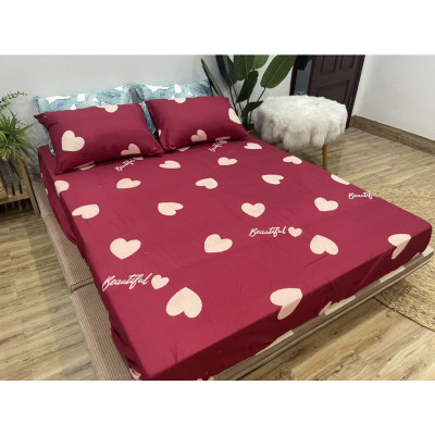 Bộ Chăn Ga Gối Trái Tim Đỏ (có đủ set chăn phao và vỏ chăn)