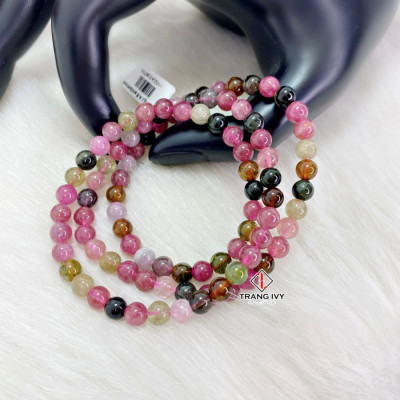 Chuỗi Vòng Tay Tourmaline Đa Sắc 5.5mm Quấn 3 Vòng