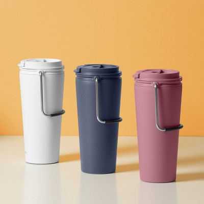 Bình giữ nhiệt Lock&Lock Bucket Tumbler Nắp bật không ống hút - Màu xanh navy LHC4269NVY 540ml - Hàng chính hãng thép không gỉ quai xách tiện lợi - JoyMall