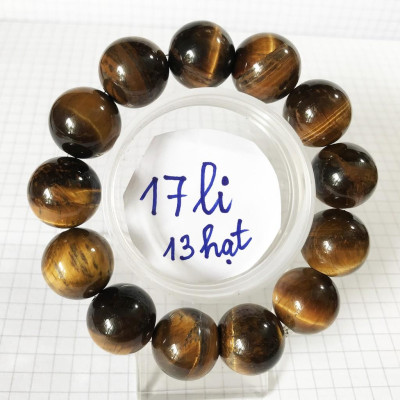 Vòng tay đá mắt hổ đường kính hột 15 ly cho người mệnh Kim và Thổ