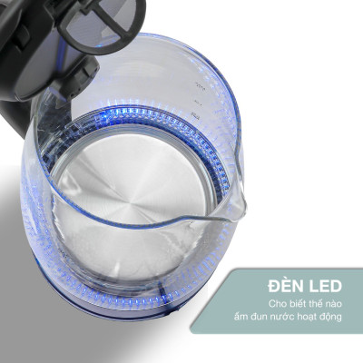Ấm siêu tốc LEBENLANG LBL2879 bằng thủy tinh chịu nhiệt, dung tích 1700ml, công suất 2200W, bảo hành 2 năm - hàng chính hãng