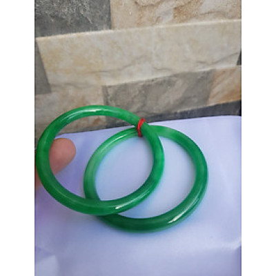 Cặp Vòng tròn 51mm x 6mm Màu xanh ngọc đậm bóng đẹp ạ Nữ mệnh Mộc Hỏa Thủy 50kg - 56kg ạ