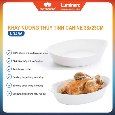 Khay nướng thủy tinh chịu nhiệt Luminarc Cuisine Carine 38x23 cm - N3486, dùng lò nướng, lò vi sóng | Hàng chính hãng