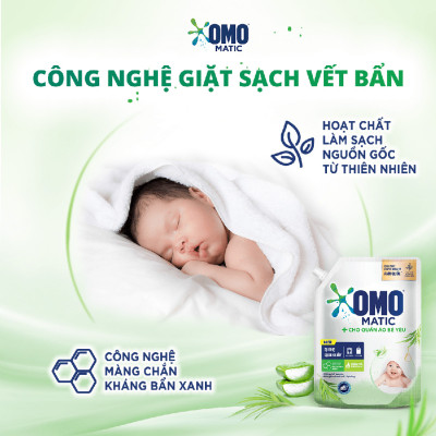 Combo 2 Túi Nước Giặt Omo Matic Cho Quần Áo Bé Yêu Chiết Xuất Tràm Trà Và Nha Đam Dịu Nhẹ 3.6KG