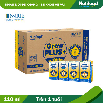 Thùng sữa bột pha sẵn Nutifood GrowPLUS+ Sữa Non Tăng Đề Kháng 1+  (48 hộp x 110ml)