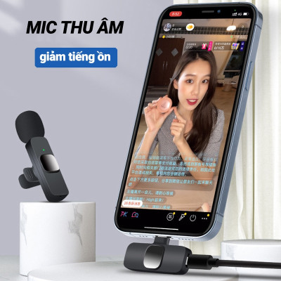 Micro Thu Âm không Dây Dành cho điện thoại Iphone IOS Cổng Lightningg , máy tính bảng PC Laptop Máy Ảnh chất lượng cao Hỗ Trợ Quay Video Livestream - hàng nhập khẩu