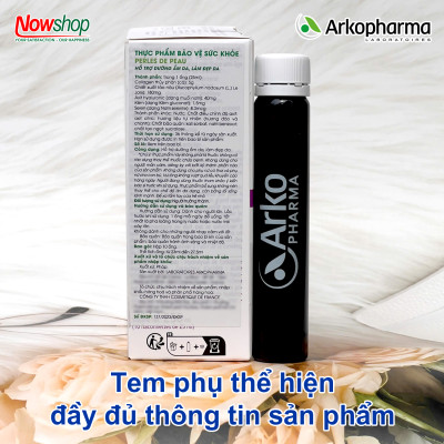 Nước uống collagen marin 5000mg Perles De Peau Arkopharma hộp 10 ống dưỡng ẩm đẹp da ngừa lão hóa – Nhập khẩu chính hãng Pháp