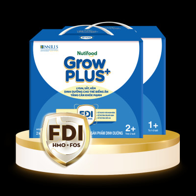 Sữa Bột GrowPLUS+ Biếng Ăn (Xanh) cho trẻ tăng cân khoẻ mạnh 2+ Hộp giấy 2 KG