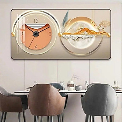 (HCM) Tranh đồng hồ tráng gương họa tiết sang trọng trang trí phòng khách, quà tân gia kèm đinh treo