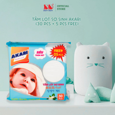 Combo 5 Gói Tấm lót sơ sinh Akari bột giấy tự nhiên 35 miếng (22x22cm) khô thoáng mát cho bé
