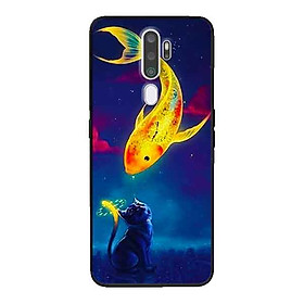 Ốp Lưng in cho Oppo A9 2020 Mẫu Cá Chép Và Mèo - Hàng Chính Hãng